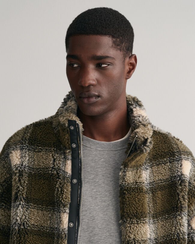 Chaqueta polar a cuadros con cremallera