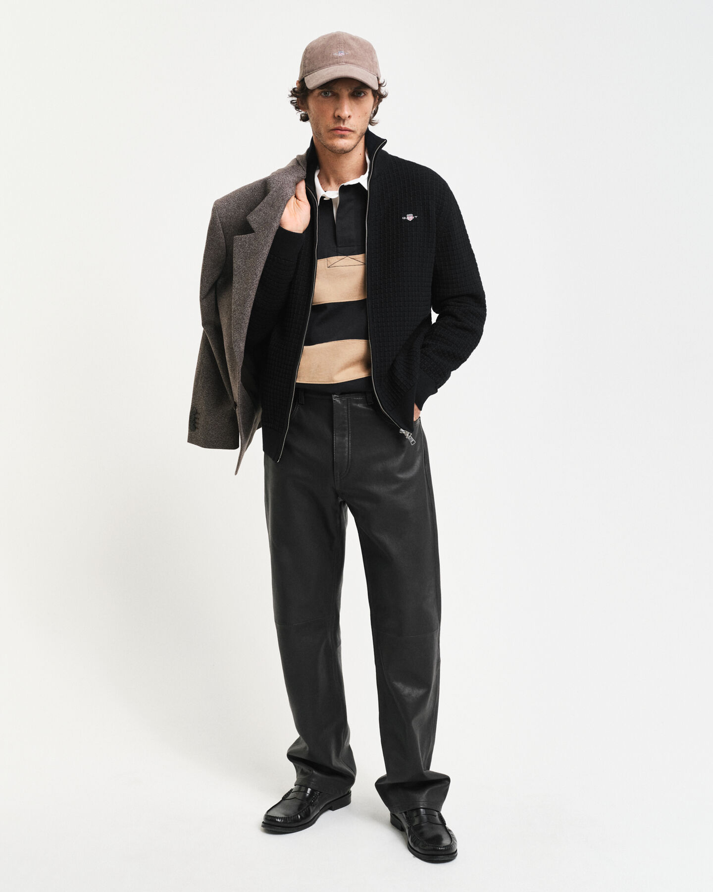 Cárdigan de algodón con cremallera y textura