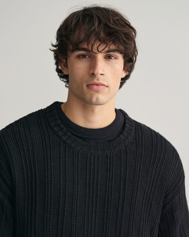 Jersey de cuello redondo de lino y seda