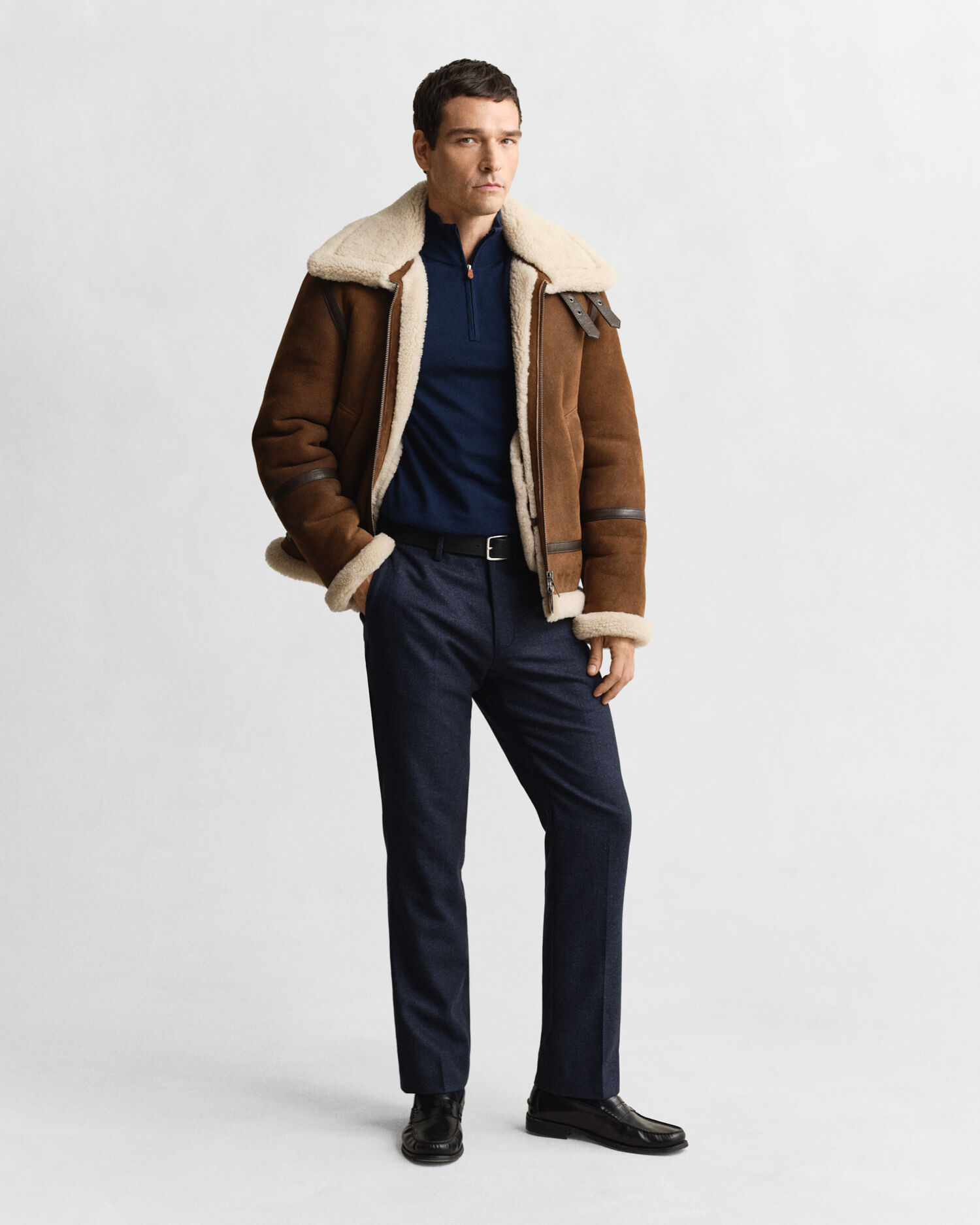 Jersey de lana merino extrafina con media cremallera