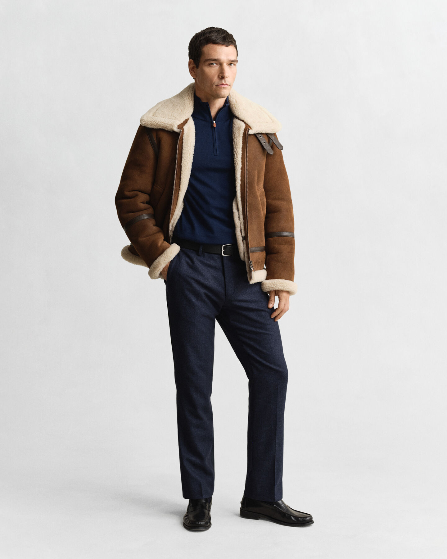 Jersey de lana merino extrafina con media cremallera