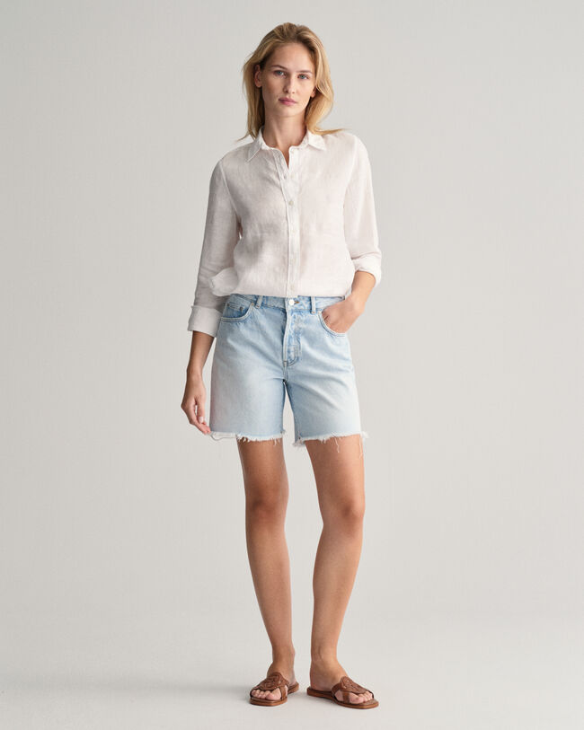 Camisa Regular Fit de cambray de lino