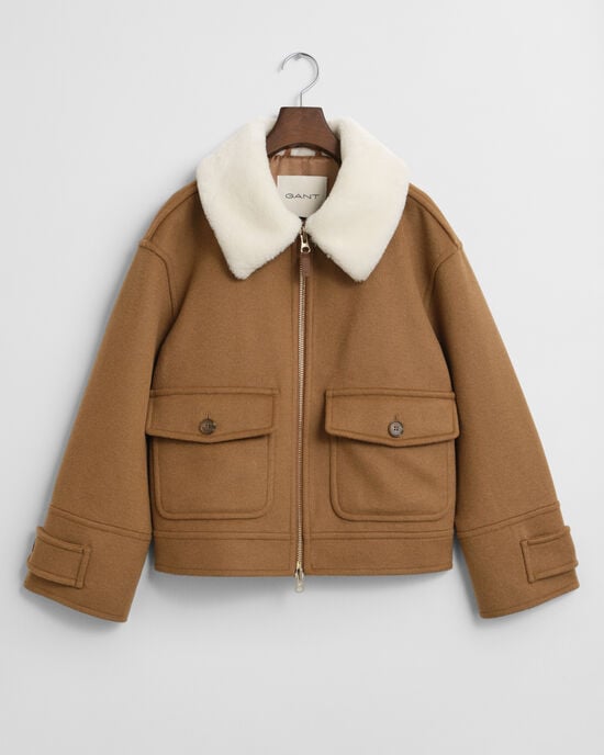 Chaqueta de aviador en mezcla de lana