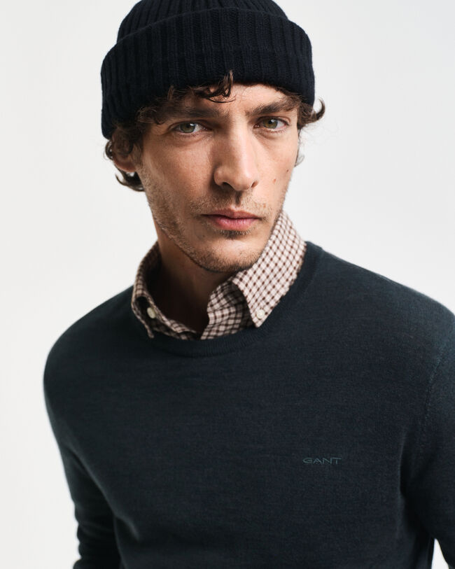 Jersey de cuello redondo en lana merino extrafina