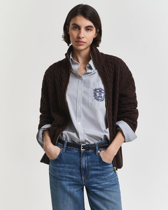 Cárdigan de punto de ochos con cremallera