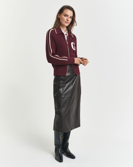 Falda de tubo midi en piel