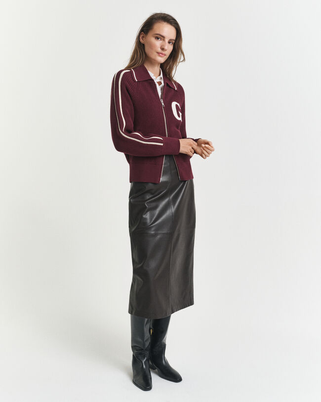 Falda de tubo midi en piel