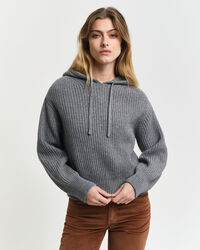Sudadera con capucha de punto acanalado