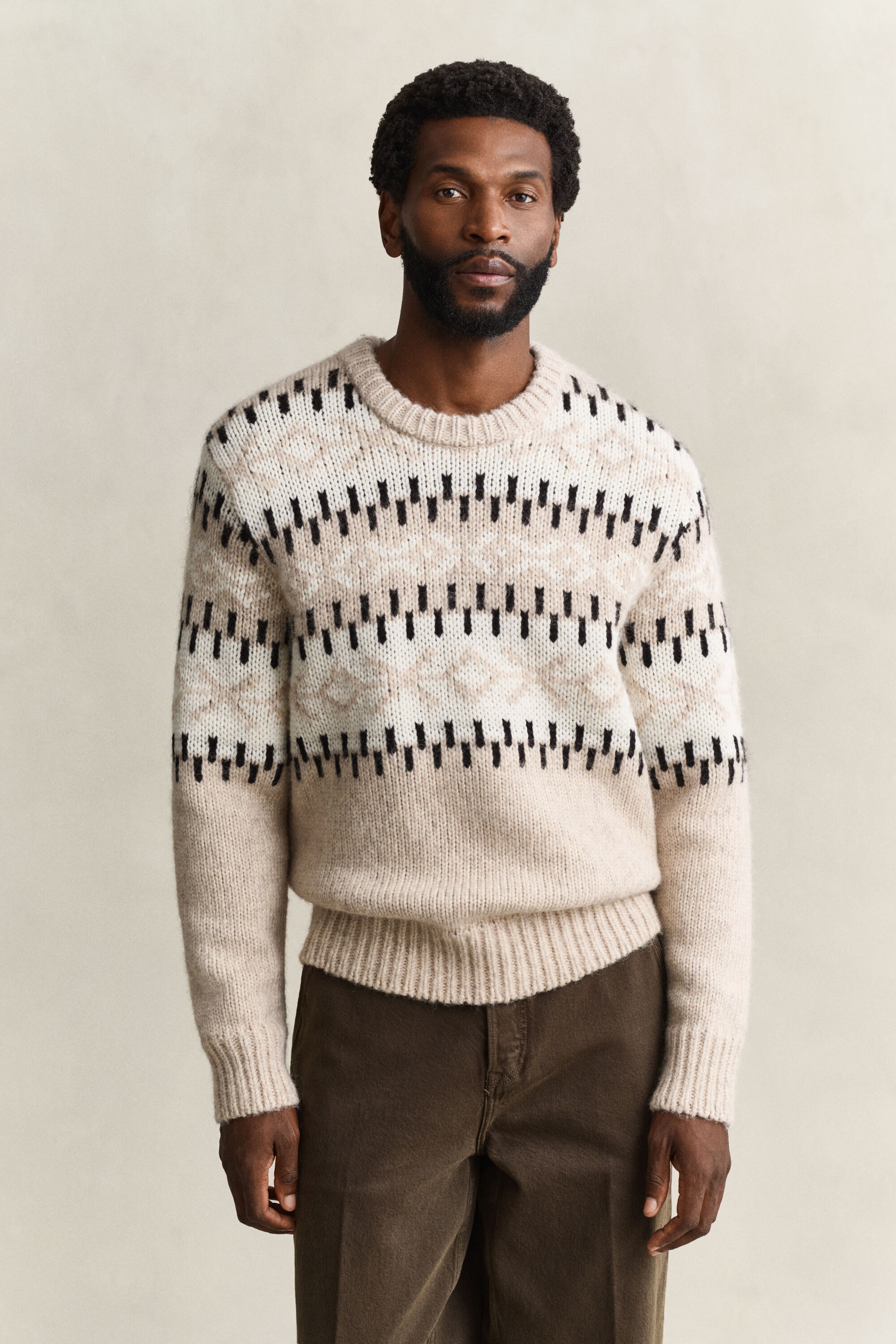 Jersey de jacquard en mezcla de lana de alpaca