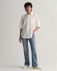 Camisa Relaxed Fit de manga corta en algod&oacute;n y seda