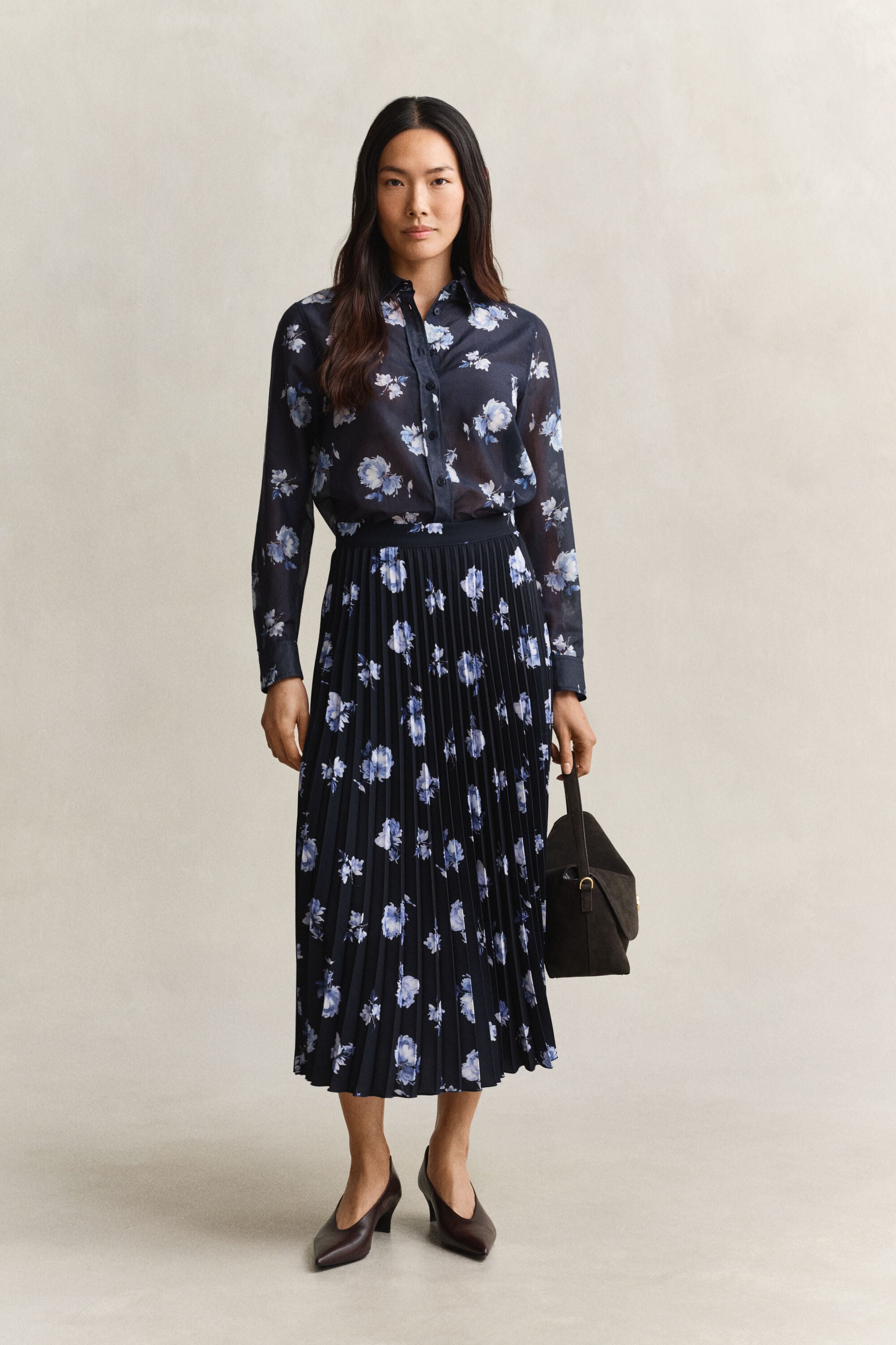 Camisa de seda y algodón con estampado floral