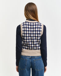 Chaleco de punto con cuello redondo Argyle