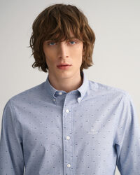 Camisa Slim Fit Dobby de lunares