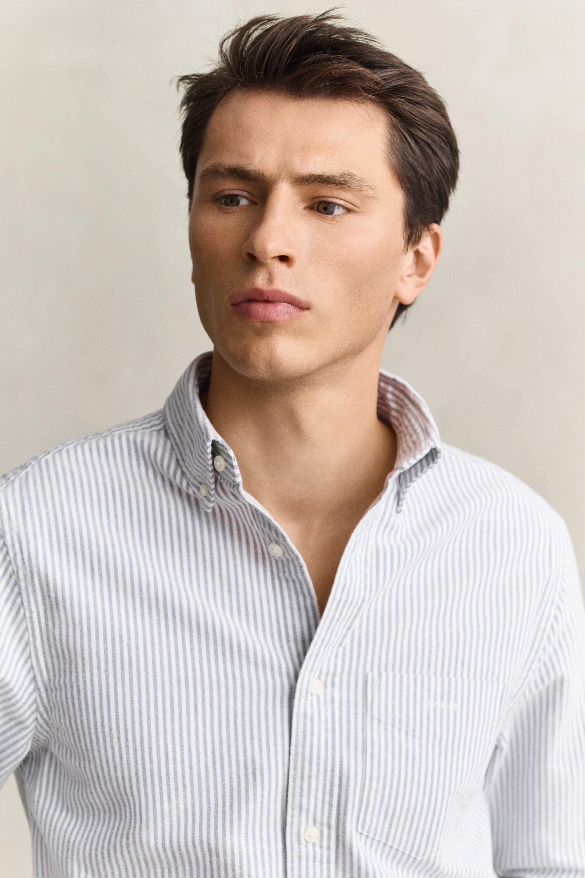 Camisa Oxford perchada de rayas