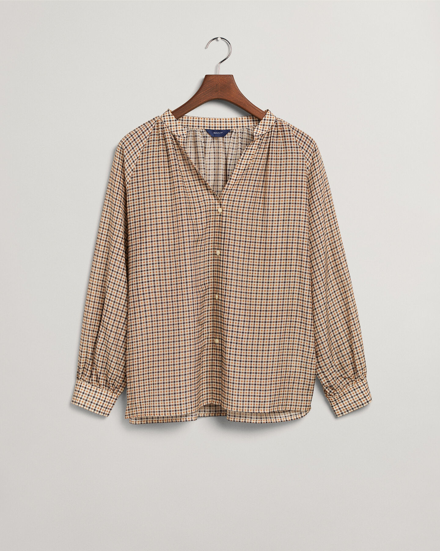 Blusa de algod&oacute;n y seda a cuadros