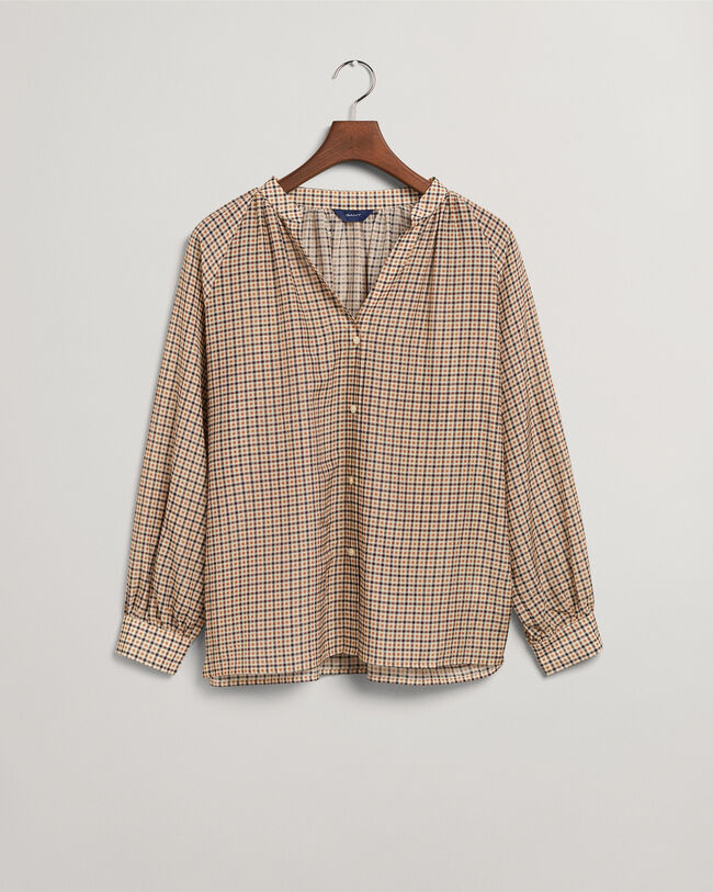 Blusa de algod&oacute;n y seda a cuadros