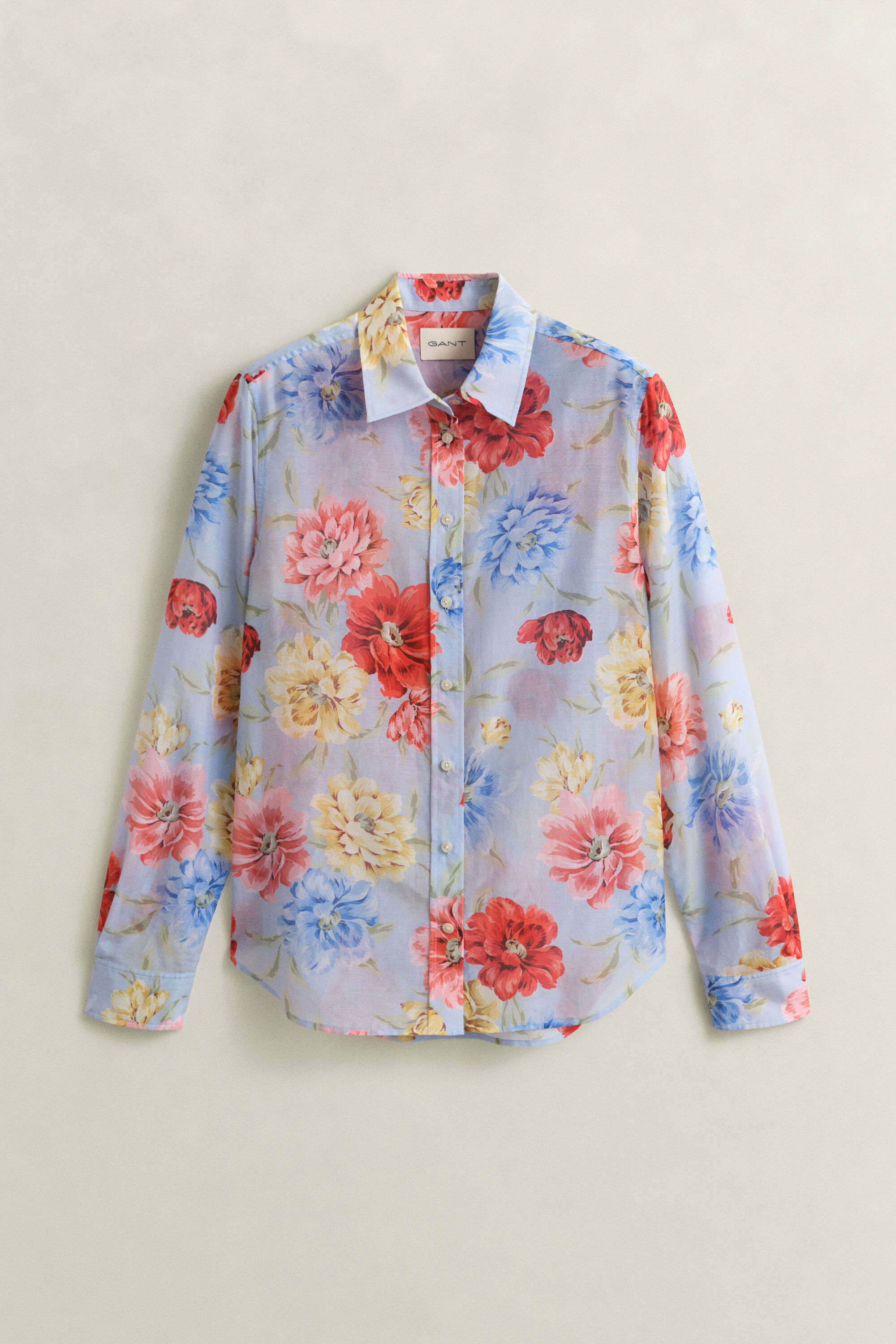 Camisa de seda y algodón con estampado de flores