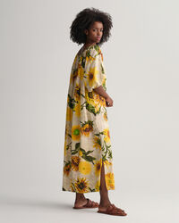 Vestido fruncido con estampado de girasoles