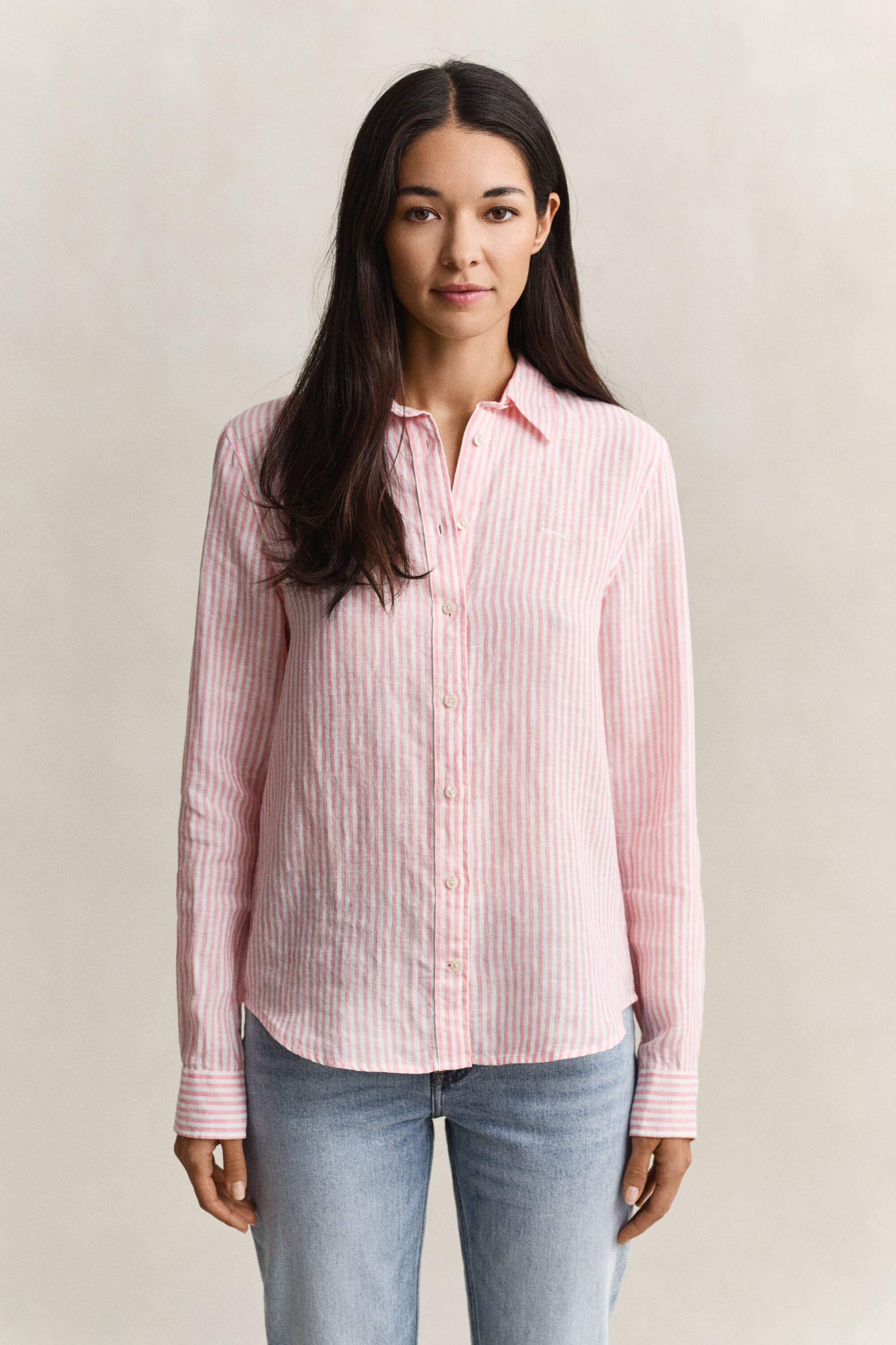 Camisa Regular Fit de lino a rayas