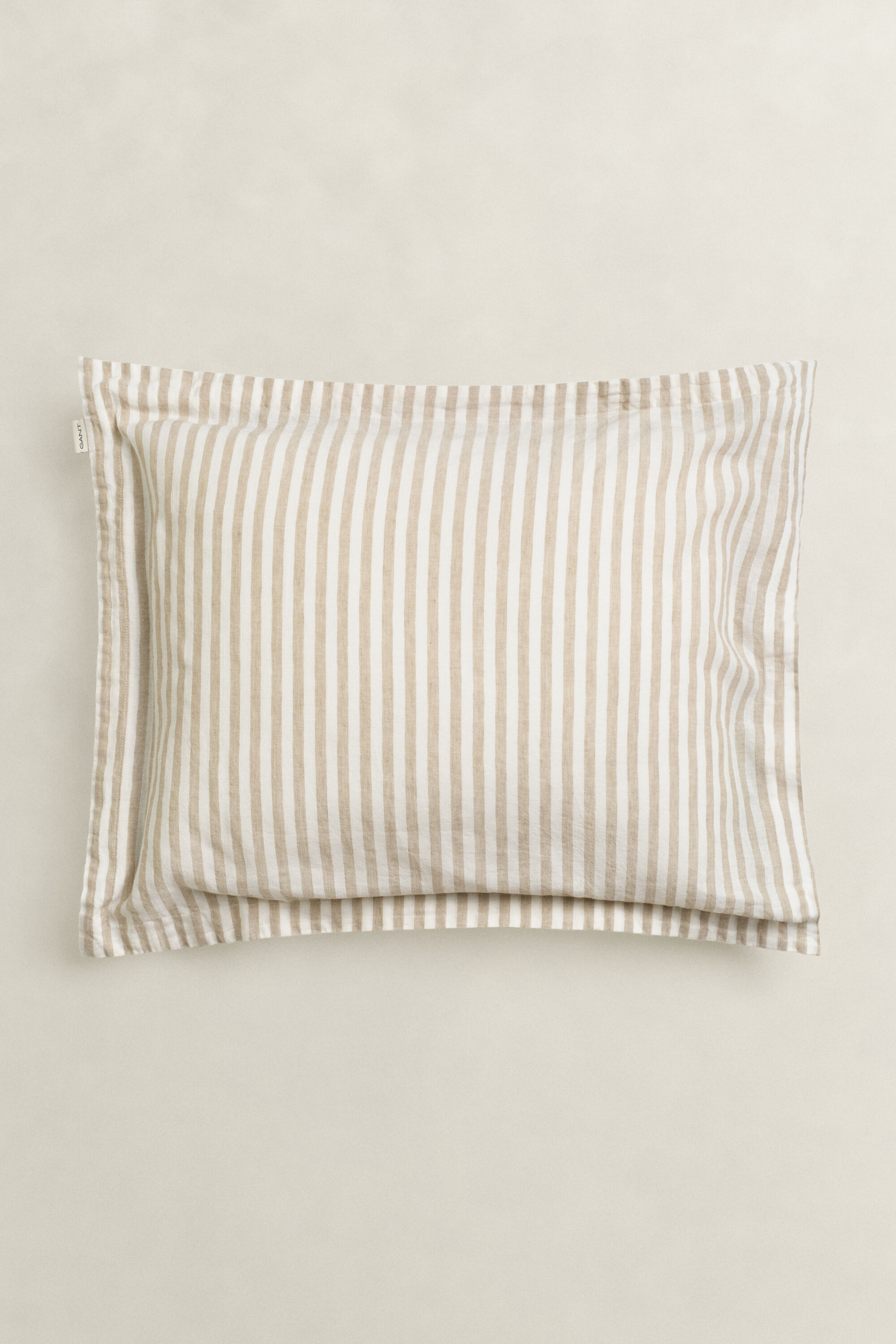 Funda de almohada de algodón y lino a rayas