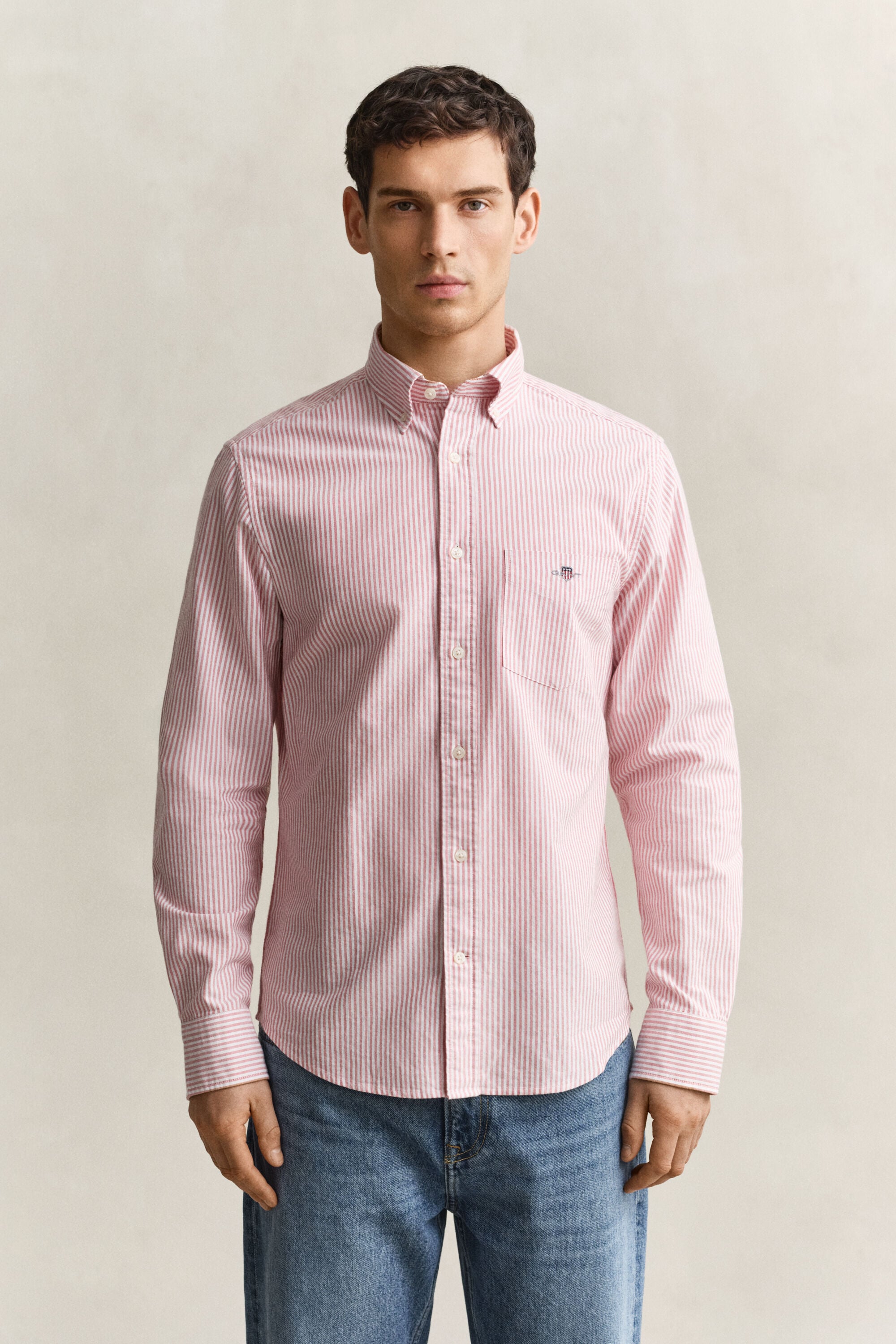 Camisa Oxford clásica de rayas finas