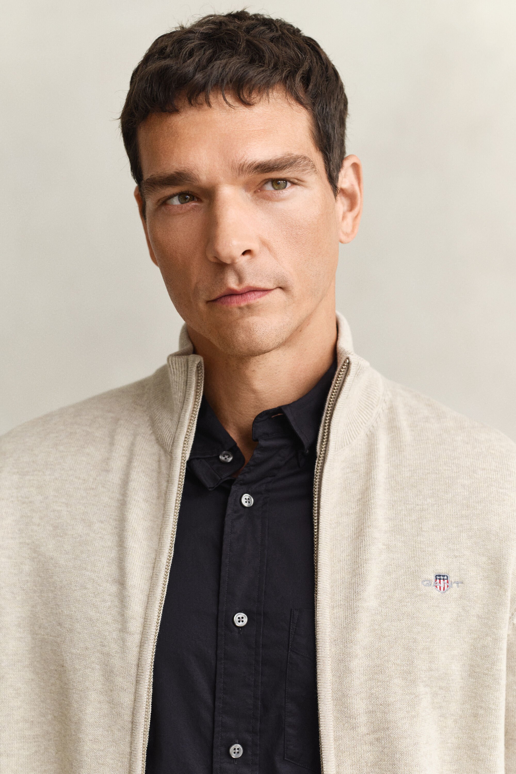 Cárdigan de algodón con cremallera Casual