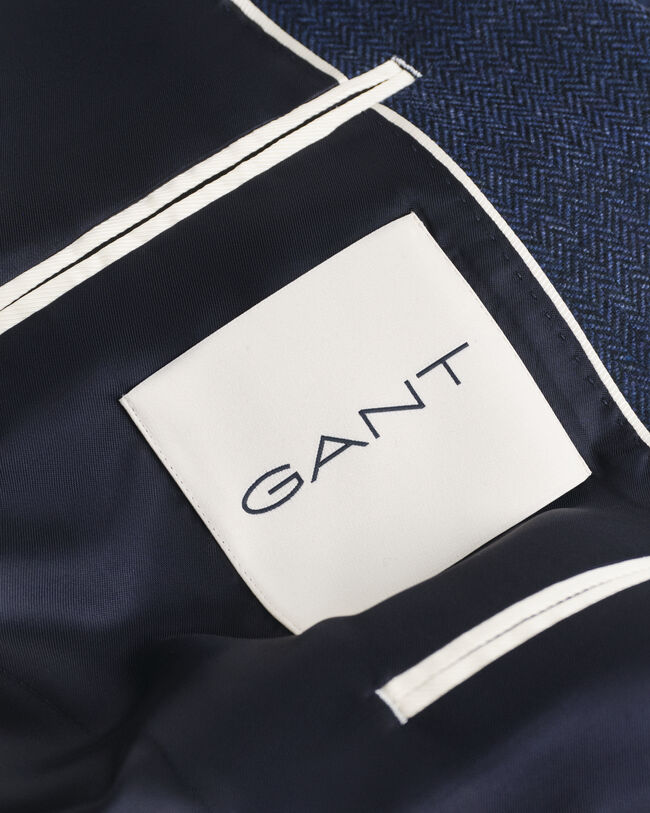 Chaqueta de traje Slim Fit de franela con diseño de espiga