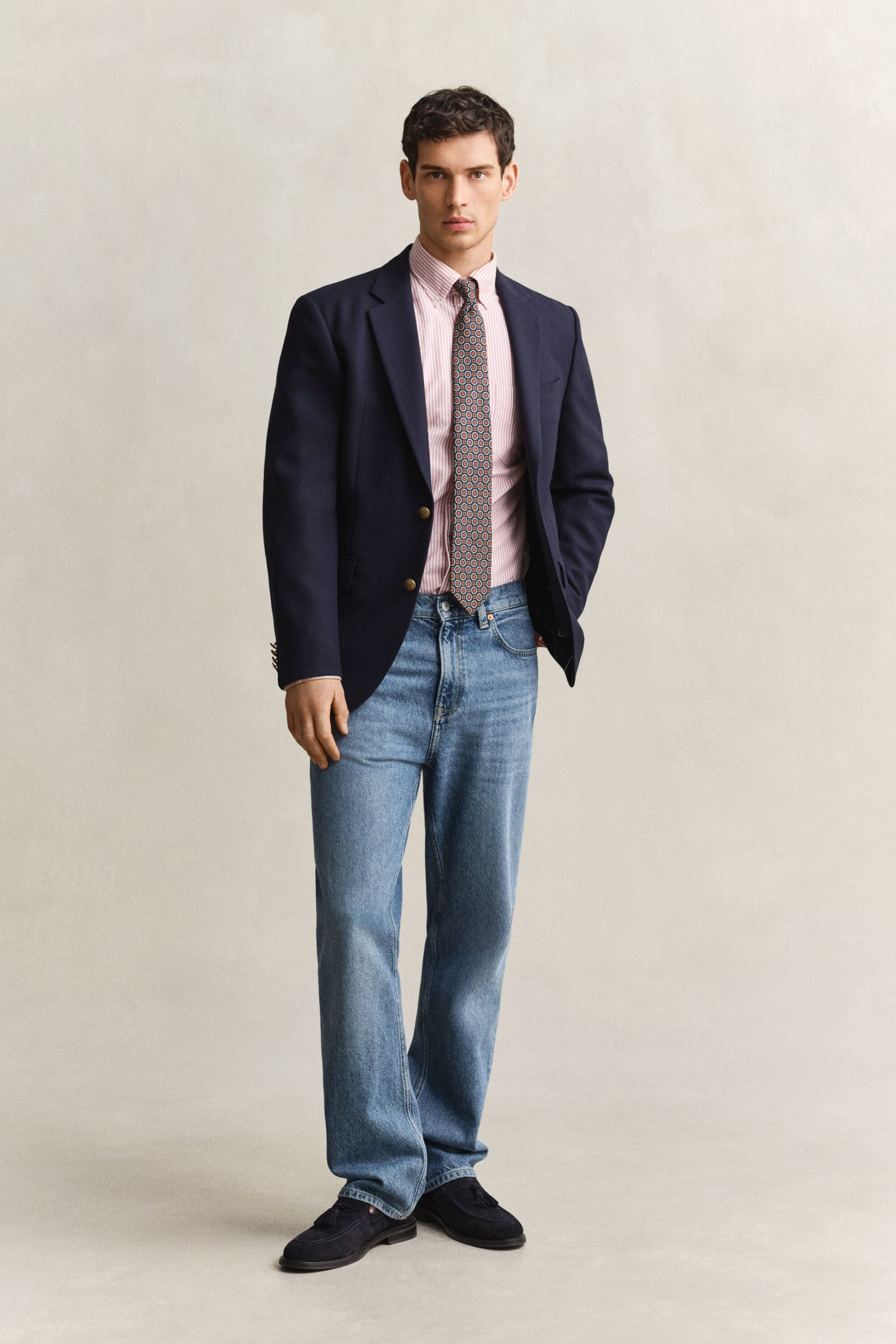 Camisa Oxford clásica de rayas finas