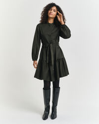 Vestido de manga larga en satén de algodón