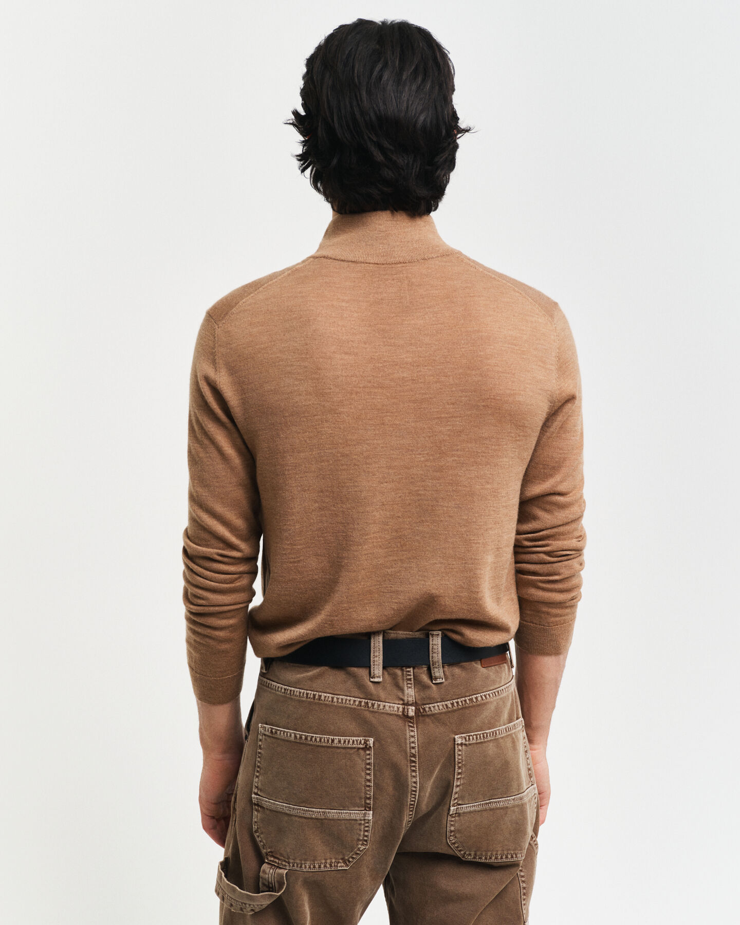 Jersey con media cremallera en lana merino extrafina