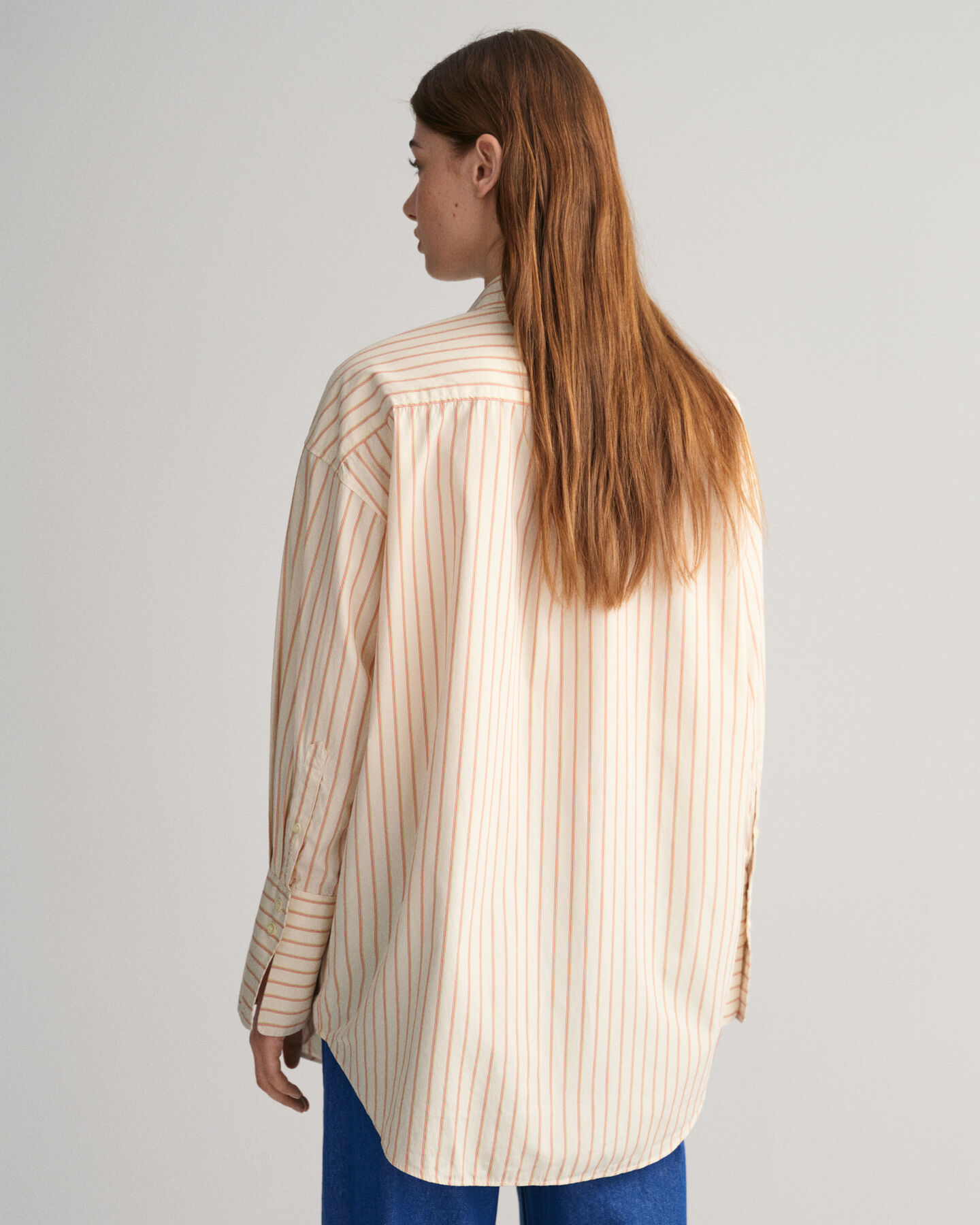 Camisa extragrande de popelina a rayas con puños anchos