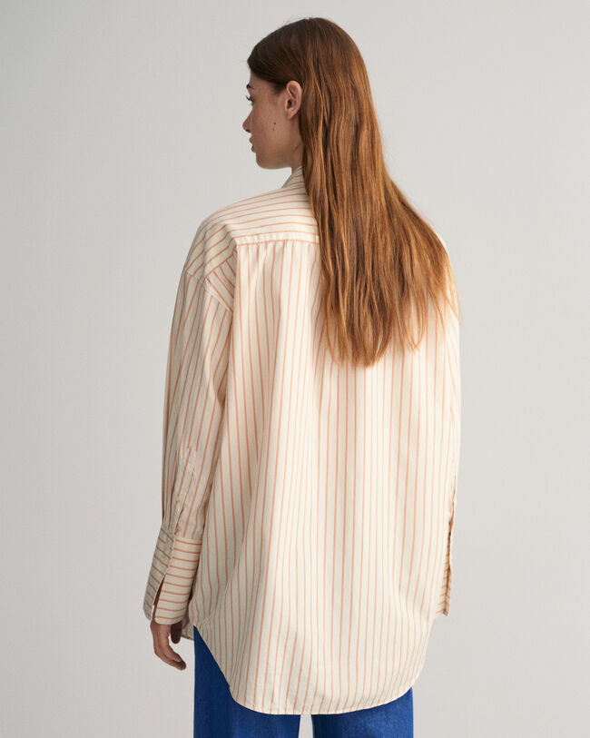 Camisa extragrande de popelina a rayas con puños anchos
