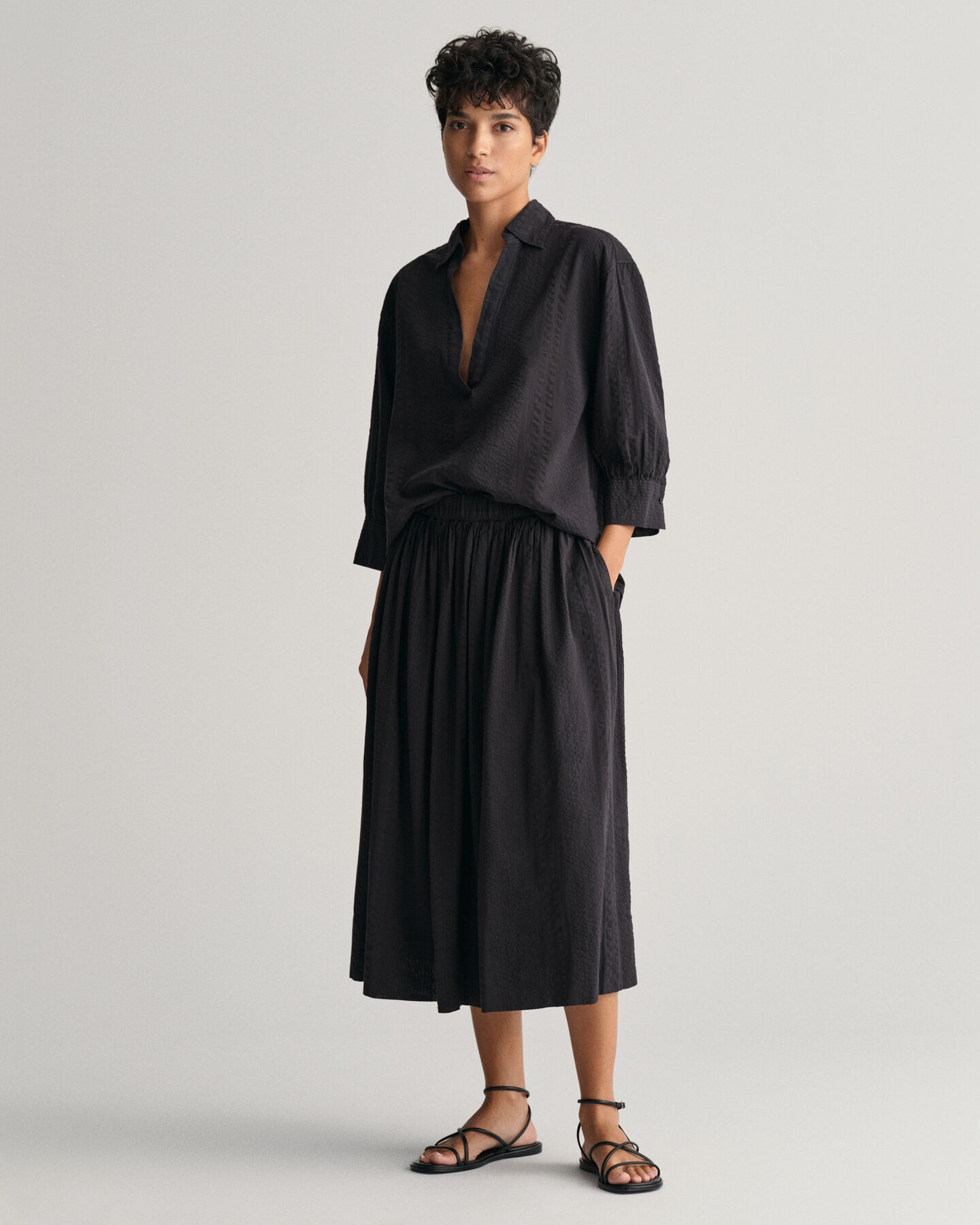 Camisa Relaxed Fit a rayas Seersucker Popover