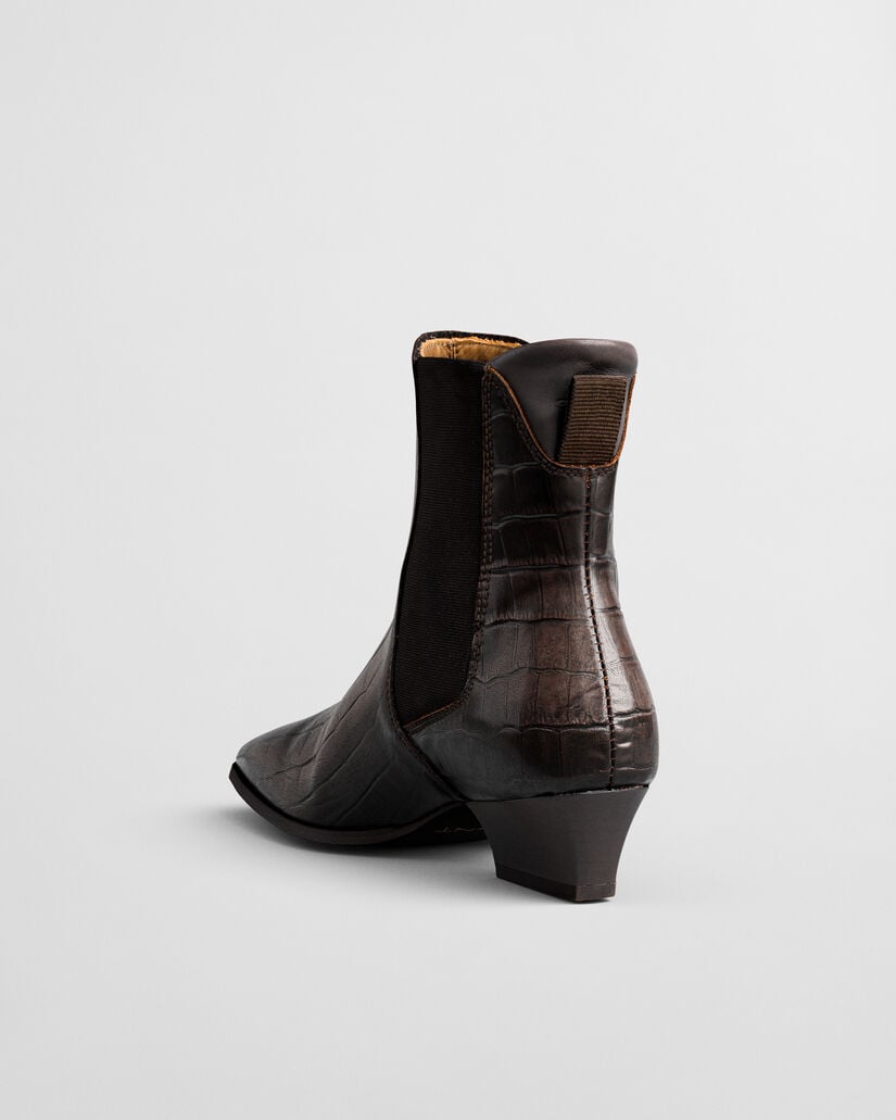 Botas Bassotte de piel de efecto cocodrilo