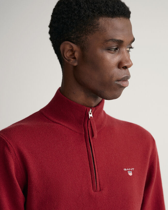 Jersey de lana de oveja muy fina con media cremallera