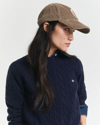 Jersey de cuello redondo y punto de ochos en lana de oveja