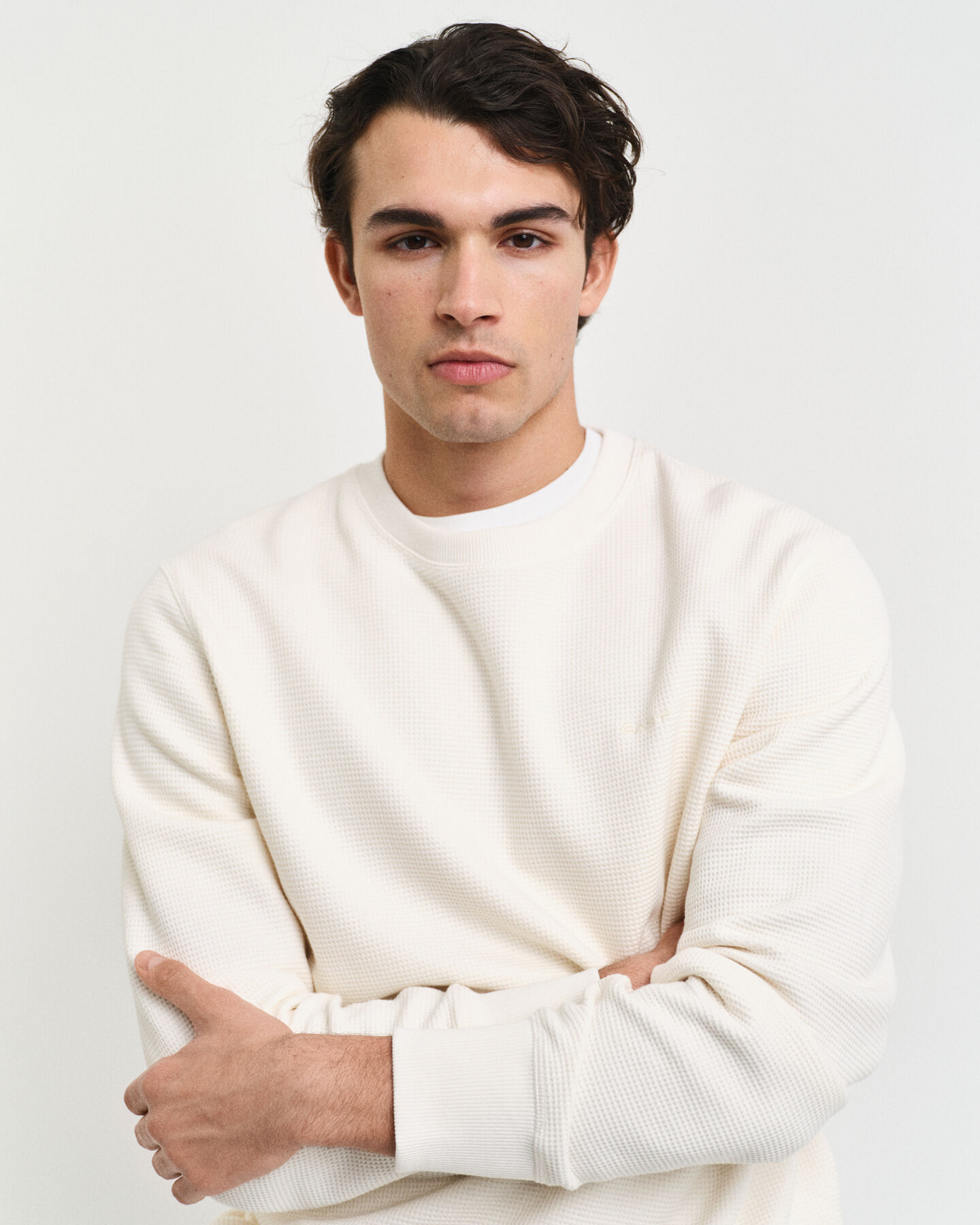 Sudadera de cuello redondo Waffle Textured