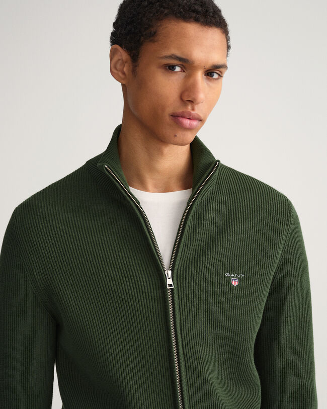 Jersey acanalado con cremallera completa Texture