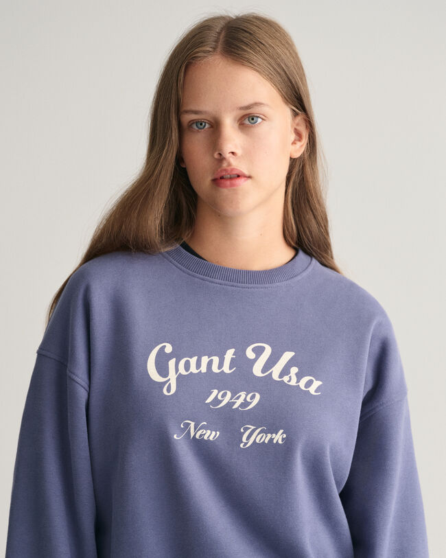 Sudadera Oversized Script Graphic Teen Girls