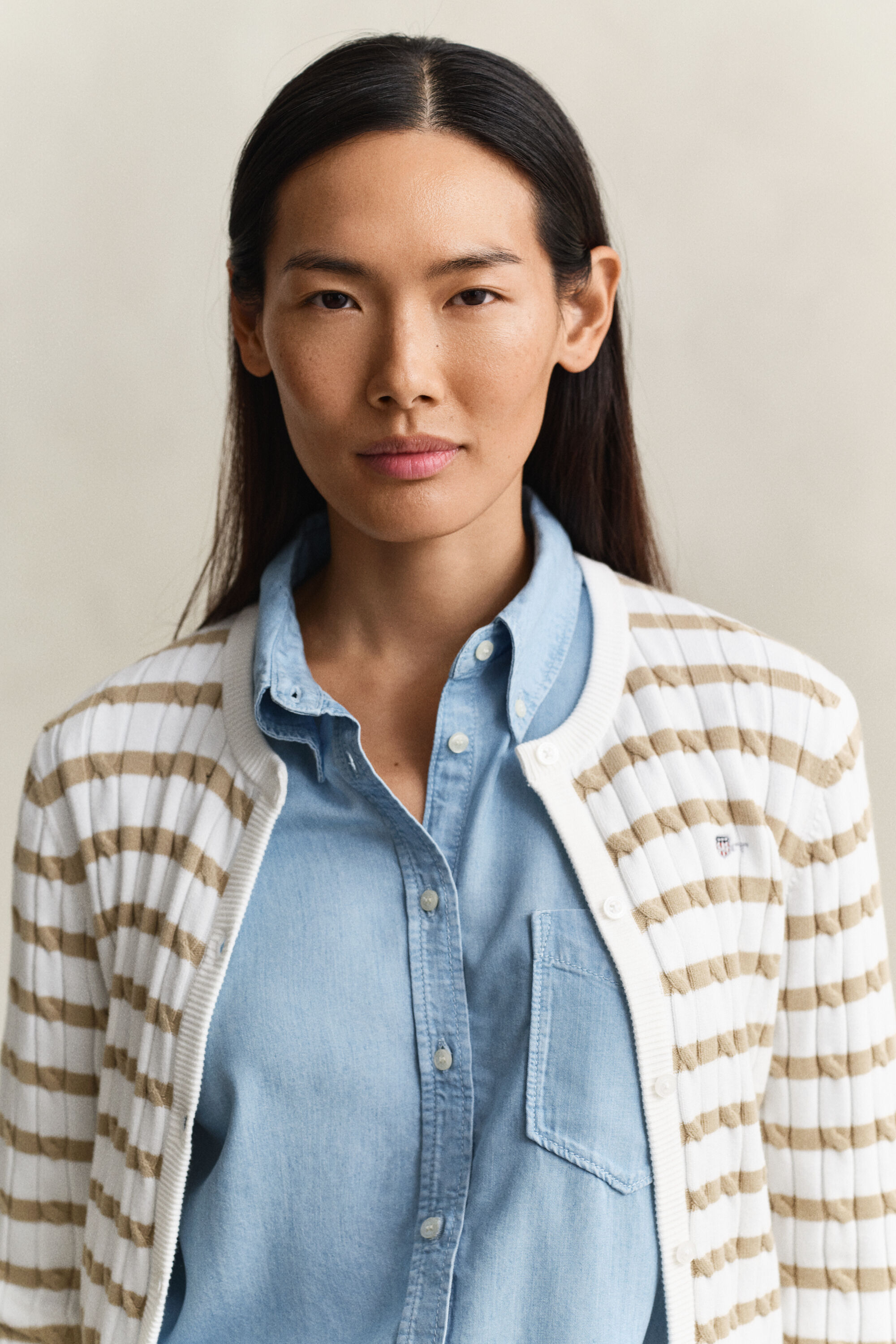 Cárdigan de punto de ochos a rayas