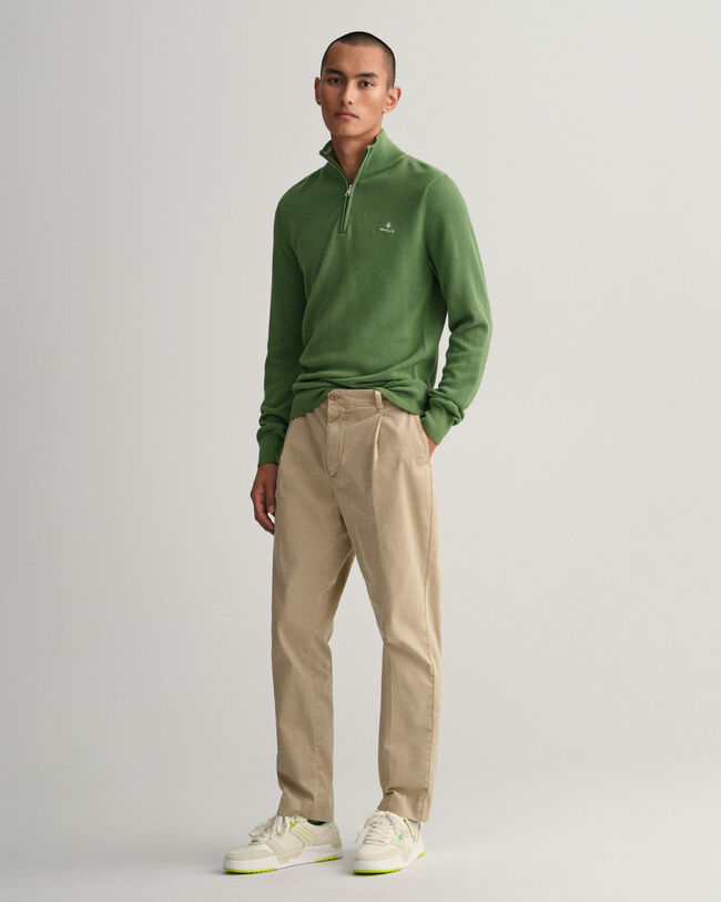 Jersey de piqu&eacute; de algod&oacute;n con media cremallera