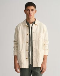 Sobrecamisa de algod&oacute;n y lino te&ntilde;ida en prenda