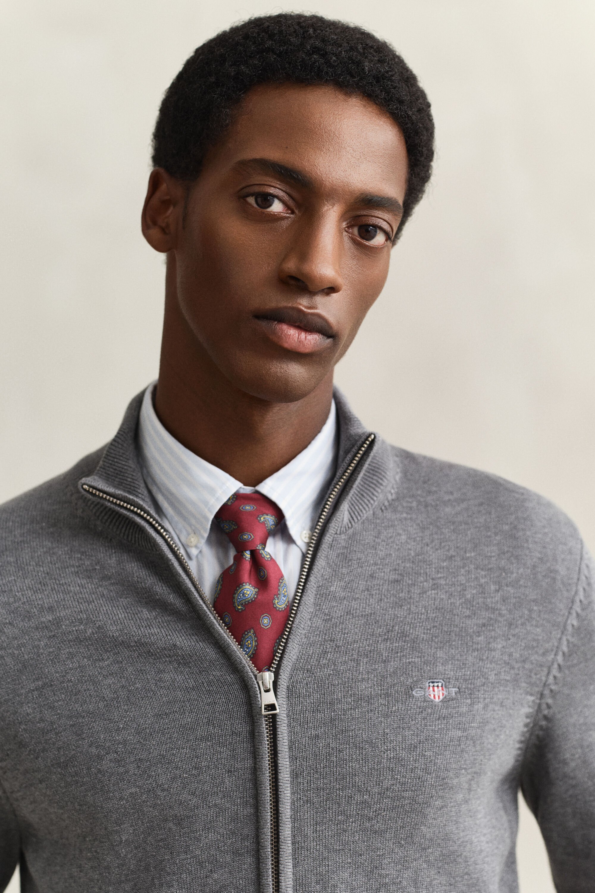 Cárdigan de algodón con cremallera Casual