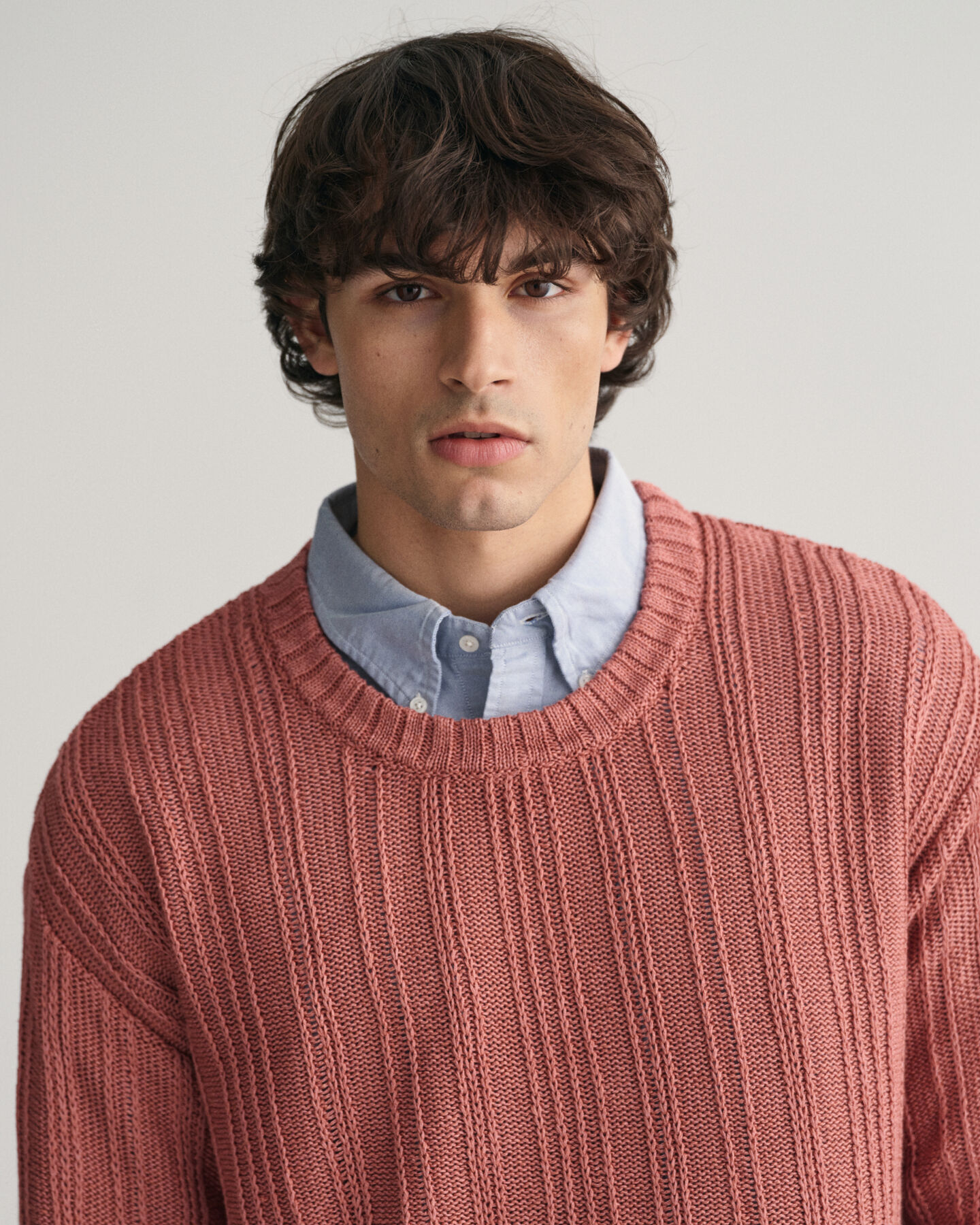 Jersey de cuello redondo de lino y seda