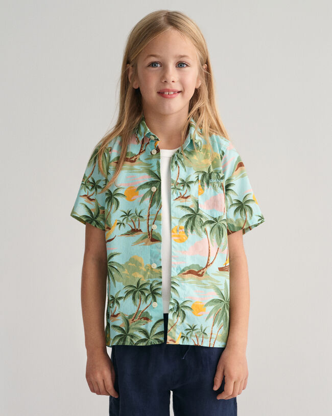 Camisa de manga corta de algod&oacute;n Palm Print Kids