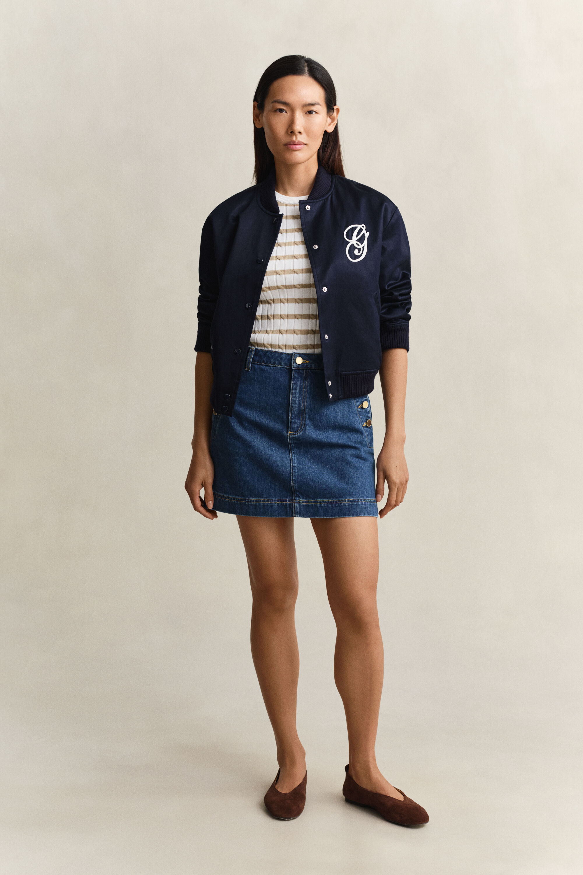 Jersey de punto de ochos a rayas y manga corta