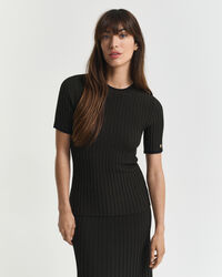 Jersey de manga corta de canalé en contraste