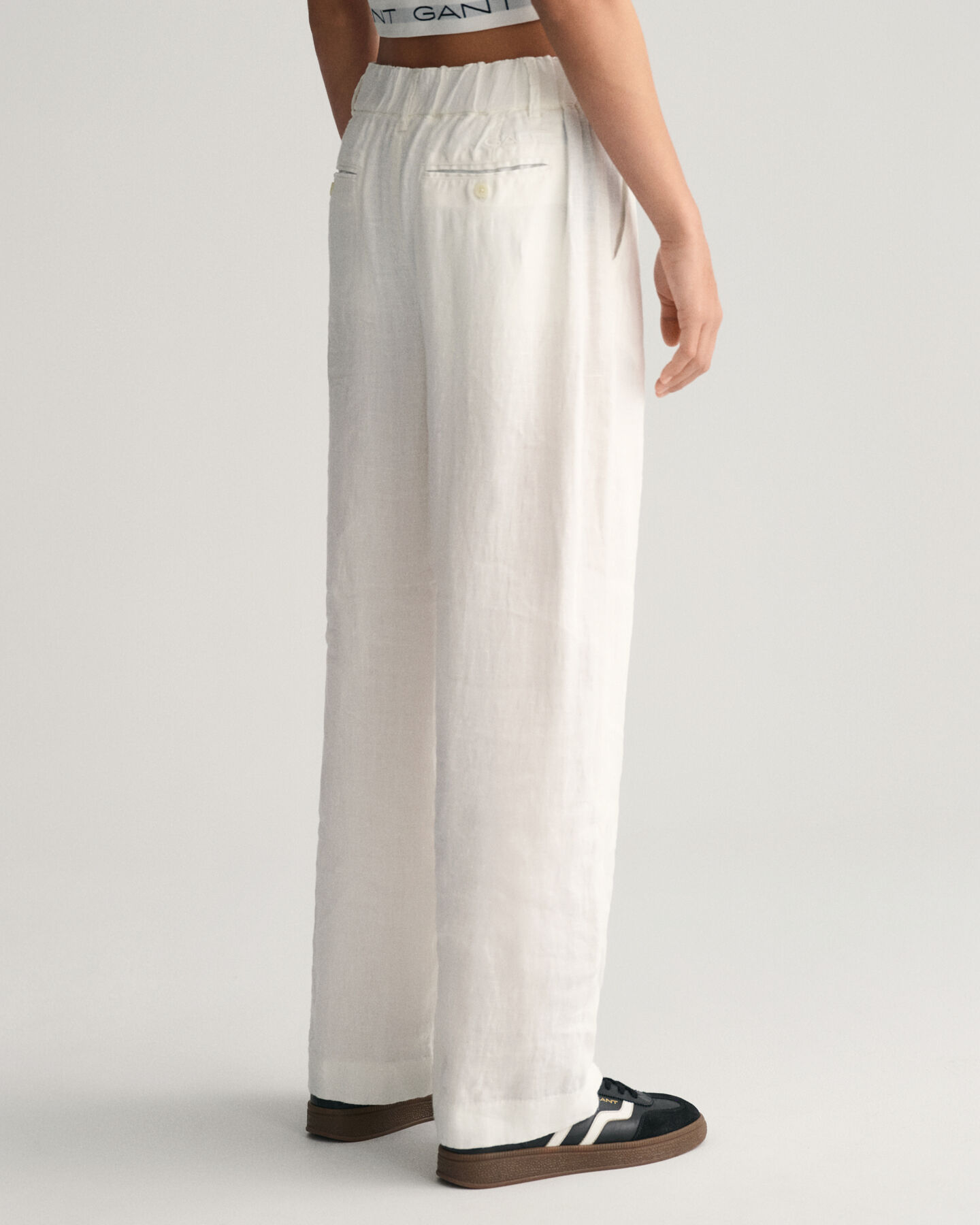 Pantalones de pinzas en lino con pernera ancha Teen Girls