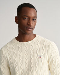 Jersey de cuello redondo y punto de ochos en algod&oacute;n