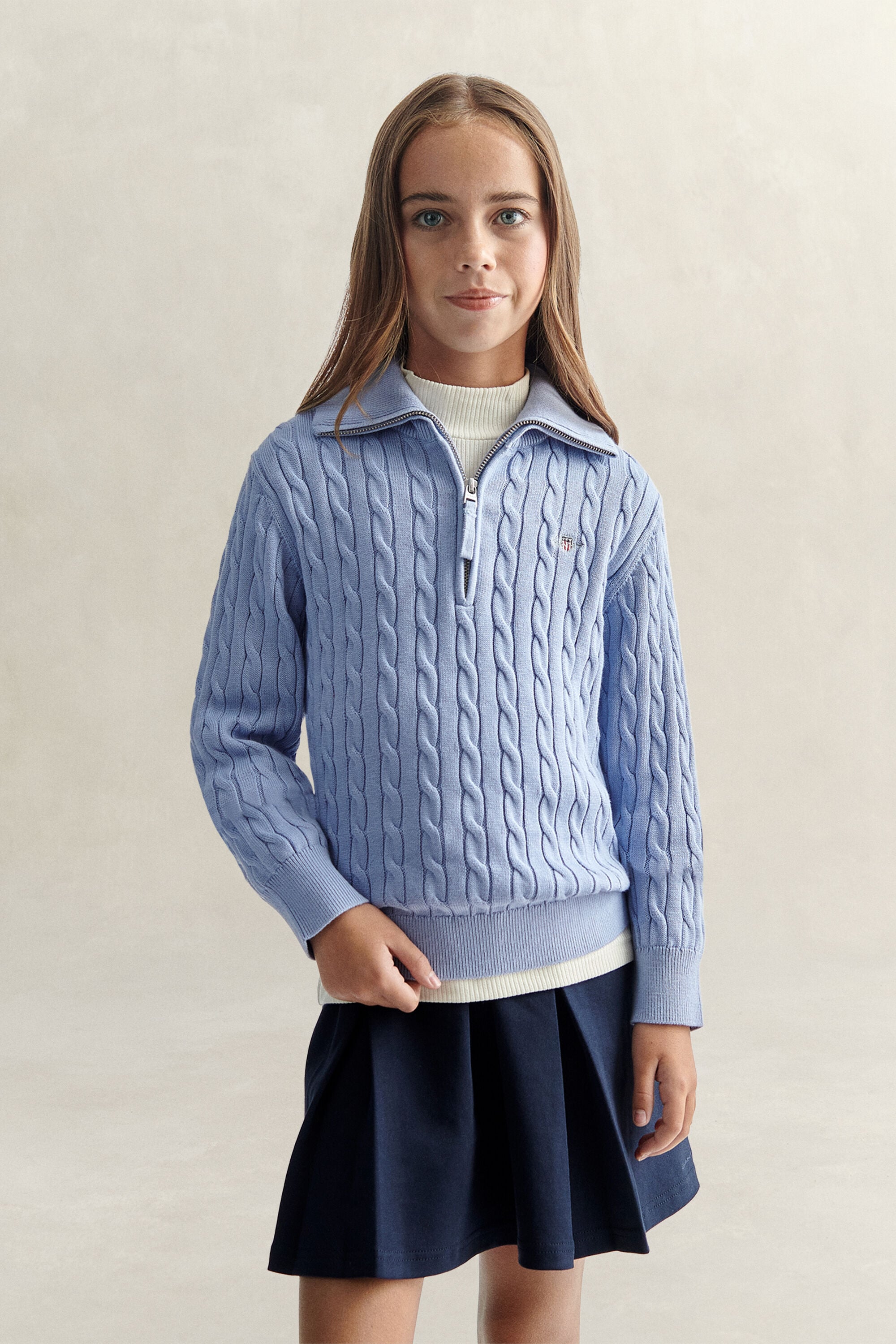 Jersey de punto de ochos con media cremallera Teen Girls